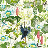 W0137/03 Ivory Waterlily Botanical Wonders Wedgwood Wallpaper by Clarke & Clarke