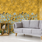 26961 Paeonia Twin Wall Teal Gold Julie Feels Home Wall Mural By Hohenberger