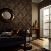 292001 Vintage Valdina Bronze Arthouse Wallpaper