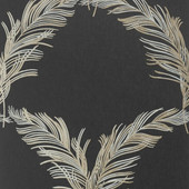 AT7928 Plumes Watermark Metallic Pewter/Black Wallpaper by Anna French