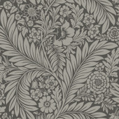 724 Florence Floral Leaf Charcoal and Silver Metallic Wallpaper by Belgravia