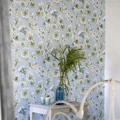 PDG1148/06 Fleur D'Assam Porcelaine De Chine Sky Wallpaper by Designers Guild PDG1148/06 Fleur D'Assam Porcelaine De Chine Sky Wallpaper by Designers Guild
