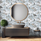 BMHD002/07B Sea Life Heart Deco Aqua & Sand Wallpaper by Brand McKenzie