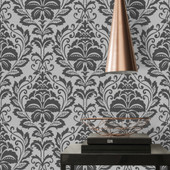 HO20024 Damask Motif Home Grey and Black Wallpaper By Galerie HO20024 Damask Motif Home Grey and Black Wallpaper By Galerie