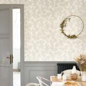 86371108 Symphorine Arts and Crafts Beige Lin Wallpaper by Casadeco
