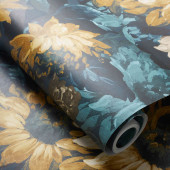 W0162/01 Sunforest Marianne Denim and Ochre Wallpaper by Clarke & Clarke