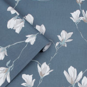 113355 Little Magnolia Dusky Seaspray Wallpaper by Laura Ashley