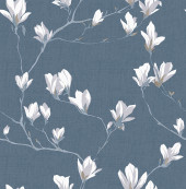113355 Little Magnolia Dusky Seaspray Wallpaper by Laura Ashley