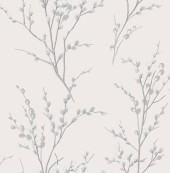 113359 Pussy Willow Off White / Steel Wallpaper by Laura Ashley 113359 Pussy Willow Off White / Steel Wallpaper by Laura Ashley