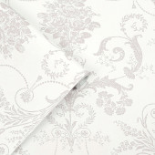113385 Josette Dove Grey / White Wallpaper by Laura Ashley