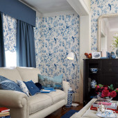 113390 Summer Palace Royal Blue Wallpaper by Laura Ashley