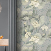 DE01736 Waterlily Designology Silver Wallpaper By Sketch Twenty 3