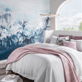 W0176/01 Alberi Vivido Midnight / Linen Banner Wallpanel by Clarke & Clarke