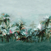 W0176/02 Alberi Vivido Teal / Fuchsia Banner Wallpanel by Clarke & Clarke