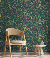 13660 Floral Sprig Teal Pink Wallpaper by Holden Decor