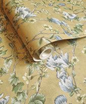 13601 Floral Bird Trail Ochre Wallpaper by Holden Decor