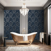 538410 Sienna Damask Blue Silver Wallpaper by Rasch 538410 Sienna Damask Blue Silver Wallpaper by Rasch