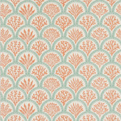 J186W-06 Coralli Innis Tomato and Blue Wallpaper By Jane Churchill