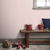J185W-02 Millie Innis Pink Wallpaper By Jane Churchill