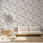 47423 Eucalyptus Flora White and Brown Wallpaper By Galerie