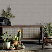 47487 Diamond Weave Flora Brown and Beige Wallpaper By Galerie
