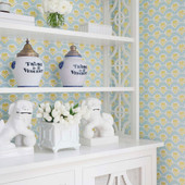 T16253 Emily Kismet Yellow and Blue Wallpaper by Thibaut T16253 Emily Kismet Yellow and Blue Wallpaper by Thibaut