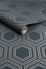 120198 Honeycomb Geo Navy Wallpaper by Next