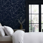 118278 Scatter Geo Navy Wallpaper by Next