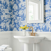 T13306 Japanese Garden Pavilion Wedgewood Wallpaper by Thibaut