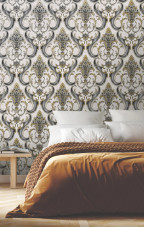 539783 Sonata Damask Black Gold Wallpaper by Rasch