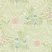 212558 Larkspur Morris & Friends Green & Coral Wallpaper by Morris & Co 212558 Larkspur Morris & Friends Green & Coral Wallpaper by Morris & Co