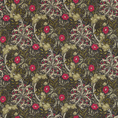 224471 Seaweed Morris & Friends Ebony and Poppy Fabric by Morris & Co 224471 Seaweed Morris & Friends Ebony and Poppy Fabric by Morris & Co