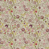 DMCOMA201 Mary Isobel Embroidery Morris & Friends Wine and Linen Fabric by Morris & Co DMCOMA201 Mary Isobel Embroidery Morris & Friends Wine and Linen Fabric by Morris & Co