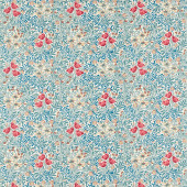 227030 Bower Emery Walker's House Barbed Berry/Indigo Fabric by Morris & Co