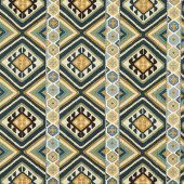 237307 Dorothy's Kilim Emery Walker's House Sunflower/Tump Green Fabric by Morris & Co