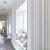 125118 Watercolour Stripe Grey Wallpaper by Rachel Ashwell