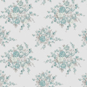125134 Rose Blossom Teal Wallpaper by Rachel Ashwell