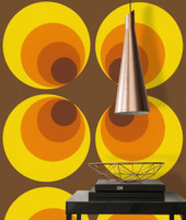 7013-12 Retro Circles Brown Yellow Wallpaper by A S Creation