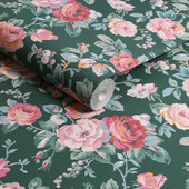 125502 Garden Rose Green Wallpaper by Cath Kidston 125502 Garden Rose Green Wallpaper by Cath Kidston