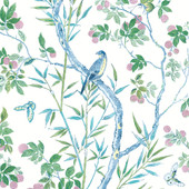 T42014 Claire Sojourn Blue and Green Wallpaper by Thibaut T42014 Claire Sojourn Blue and Green Wallpaper by Thibaut
