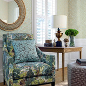 T42046 French Lattice Sojourn Blue and Beige Wallpaper by Thibaut