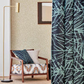 133055 Lorenza Mirador Drapery Ink / Seaglass Fabric by Harlequin