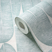 WH30172 Geometric Leaf Welcome Home Blue Wallpaper By Galerie