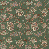 236821 Theodosia Embroidery Melsetter Bottle Green Fabric by Morris & Co 236821 Theodosia Embroidery Melsetter Bottle Green Fabric by Morris & Co