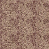 220317 Marigold Archive Prints Brick/Manilla Fabric by Morris & Co 220317 Marigold Archive Prints Brick/Manilla Fabric by Morris & Co