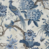 AF72994 Villeneuve Manor Blue on Flax Fabric by Anna French