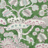 AF9866 Tree House Nara Pink and Green Fabric by Anna French