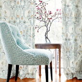 AW26117 Trumpet Embroidery Symphony Navy Fabric by Anna French