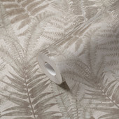 FL61120 Fern Leaves Motif Flourish Beige and Cream Wallpaper By Galerie