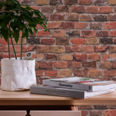 BB51115 Brickshire Residents Motif Bricks and More Brown, Orange and Red Wallpaper By Galerie